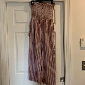 Altar’d  State burgundy striped strapless jumpsuit

O